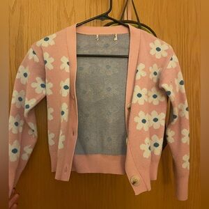 Pink cardigan with flowers